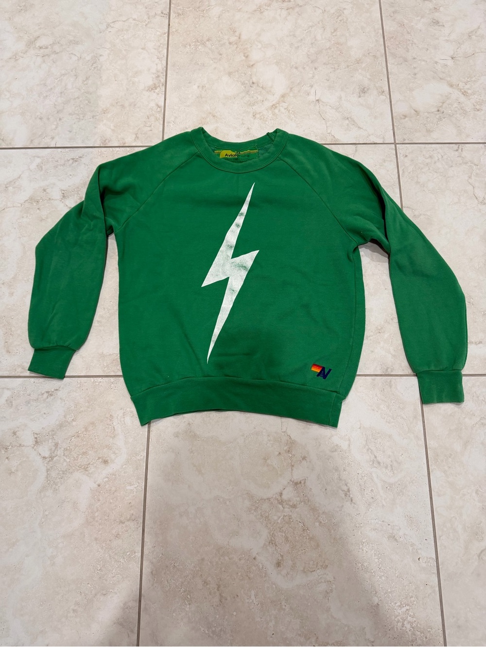 Aviator Nation Sweatshirt Green Lightning Bolt
